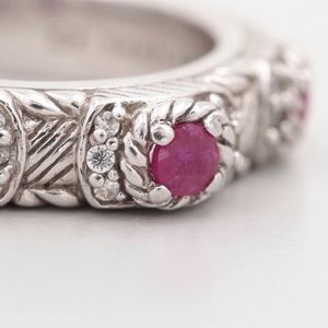 Judith Ripka sterling silver ruby ring.